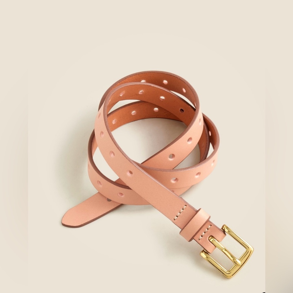 J.Crew Perforated Italian Leather Belt Dark Mauve